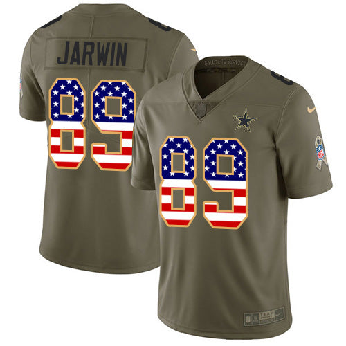 Custom Cowboys #89 Blake Jarwin Olive USA Flag Men’s Stitched NFL Limited 2017 Salute To Service Jersey