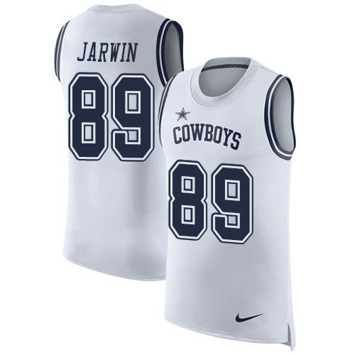 Custom Cowboys #89 Blake Jarwin White Men’s Stitched NFL Limited Rush Tank Top Jersey