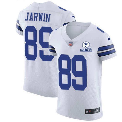 Custom Cowboys #89 Blake Jarwin White Men’s Stitched With Established In 1960 Patch NFL New Elite Jersey