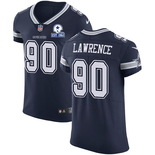 Custom Cowboys #90 DeMarcus Lawrence Navy Blue Team Color Men’s Stitched With Established In 1960 Patch NFL Vapor Untouchable Elite Jersey