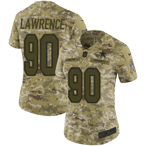 Custom Cowboys #90 Demarcus Lawrence Camo Women’s Stitched NFL Limited 2018 Salute to Service Jersey
