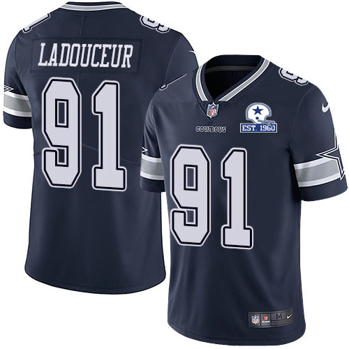 Custom Cowboys #91 L.P. Ladouceur Navy Blue Team Color Men’s Stitched With Established In 1960 Patch NFL Vapor Untouchable Limited Jersey