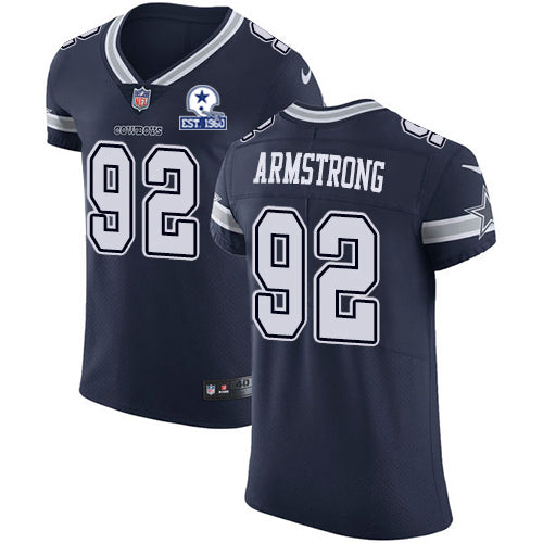 Custom Cowboys #92 Dorance Armstrong Navy Blue Team Color Men’s Stitched With Established In 1960 Patch NFL Vapor Untouchable Elite Jersey