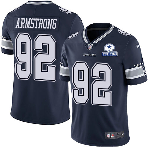 Custom Cowboys #92 Dorance Armstrong Navy Blue Team Color Men’s Stitched With Established In 1960 Patch NFL Vapor Untouchable Limited Jersey