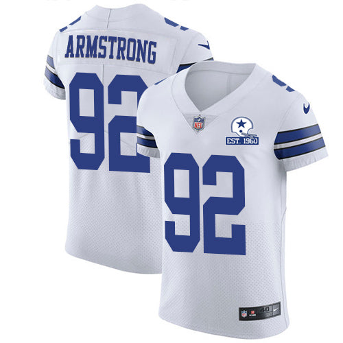 Custom Cowboys #92 Dorance Armstrong White Men’s Stitched With Established In 1960 Patch NFL New Elite Jersey