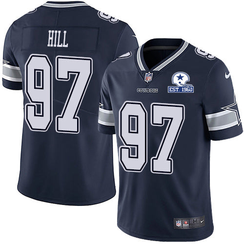 Custom Cowboys #97 Trysten Hill Navy Blue Team Color Men’s Stitched With Established In 1960 Patch NFL Vapor Untouchable Limited Jersey