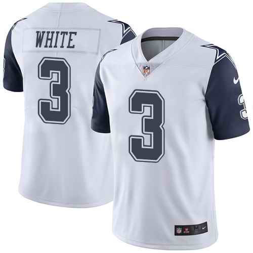 Custom Cowboys 3 Mike White White Color Rush Limited Jersey