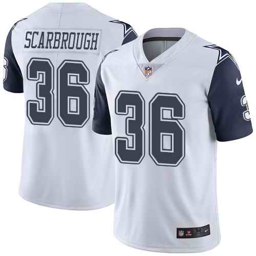 Custom Cowboys 36 Bo Scarbrough White Color Rush Limited Jersey
