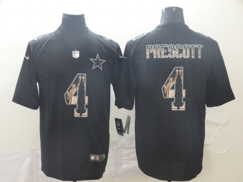 Custom Cowboys 4 Dak Prescott Black Statue Of Liberty Limited Jersey