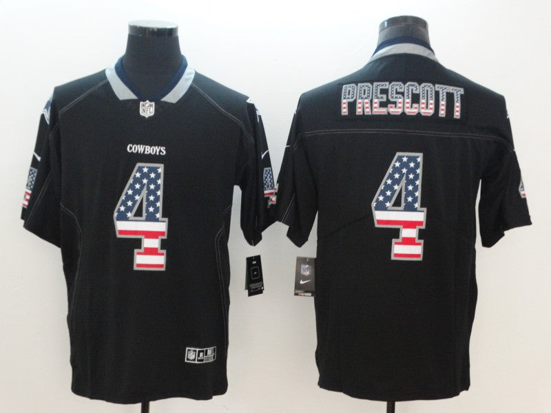 Custom Cowboys 4 Dak Prescott Black USA Flag Fashion Color Rush Limited Jersey