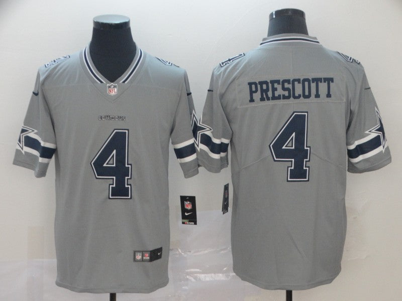 Custom Cowboys 4 Dak Prescott Gray Inverted Legend Limited Jersey