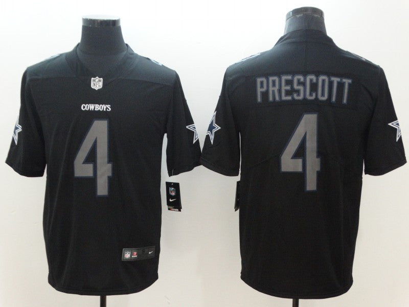 Custom Cowboys 4 Dal Prescott Black Impact Limited Jersey