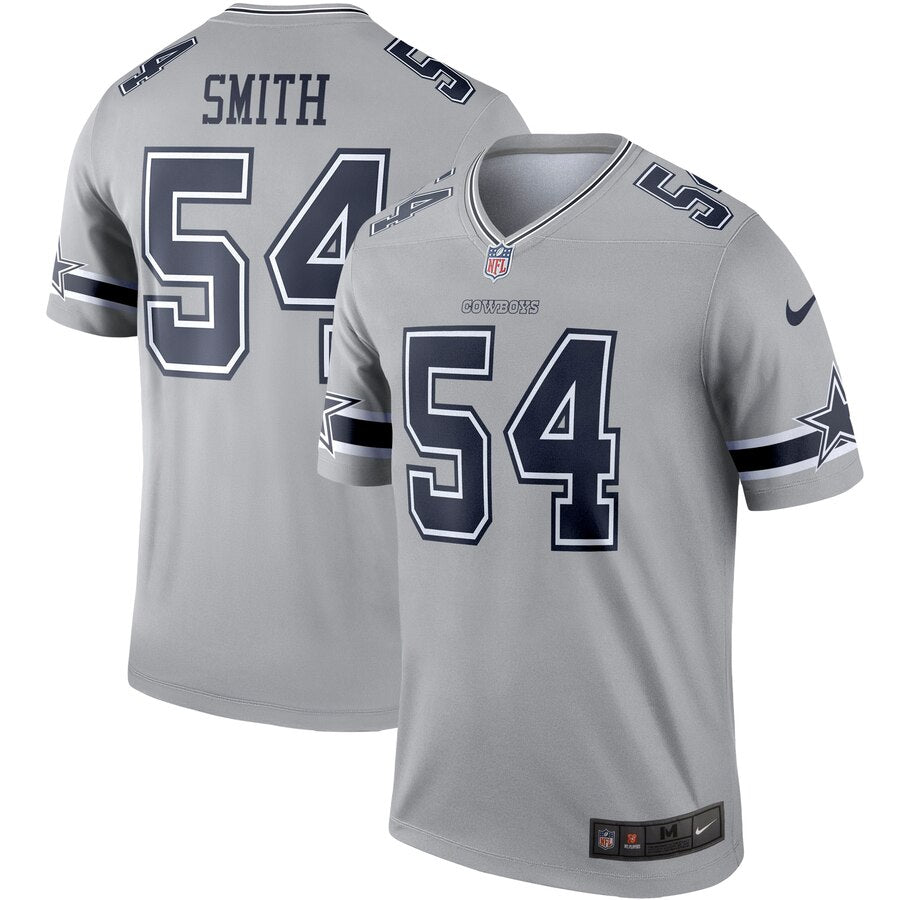 Custom Cowboys 54 Jaylon Smith Gray Inverted Legend Jersey