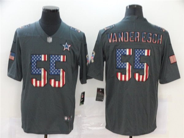 Custom Cowboys 55 Leighton Vander Esch 2019 Salute To Service USA Flag Fashion Limited Jersey