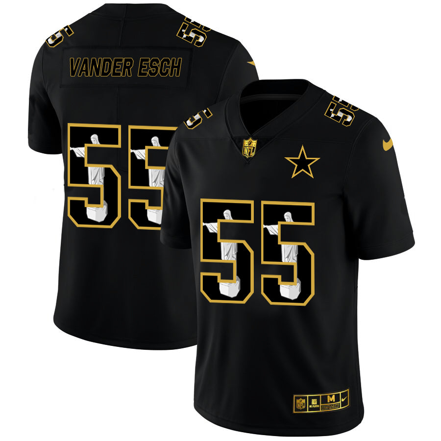 Custom Cowboys 55 Leighton Vander Esch Black Jesus Faith Edition Limited Jersey