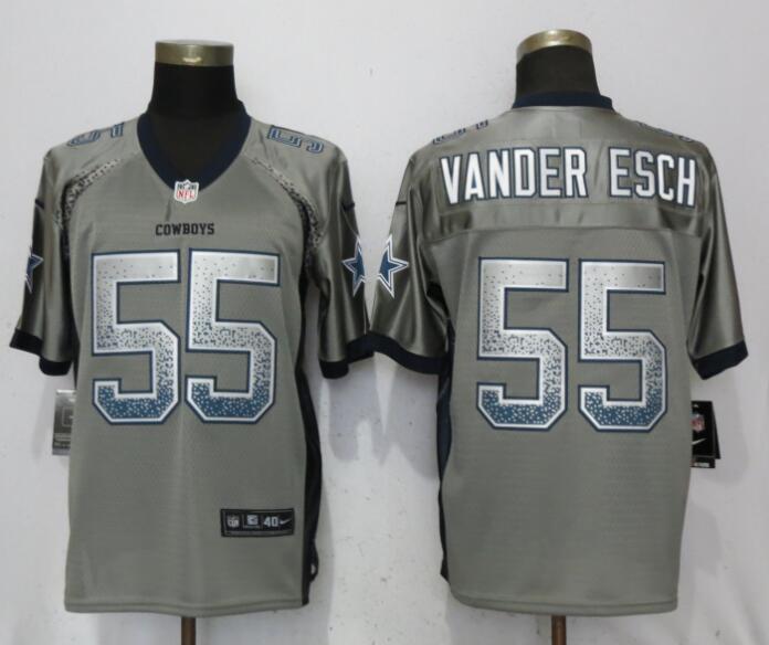Custom Cowboys 55 Leighton Vander Esch Gray Drift Fashion Elite Jersey