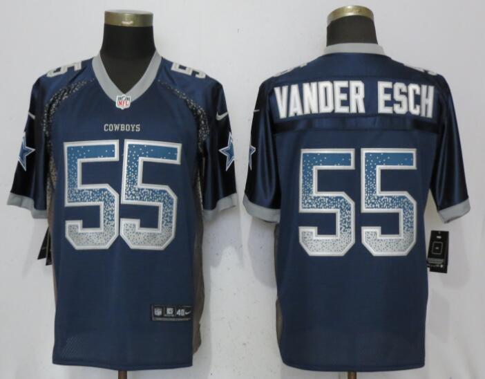 Custom Cowboys 55 Leighton Vander Esch Navy Drift Fashion Elite Jersey