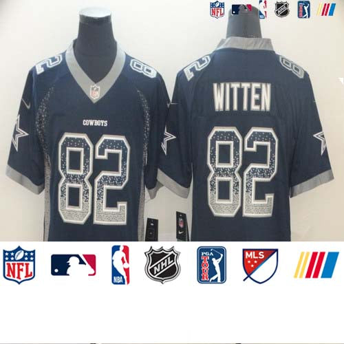 Custom Cowboys 82 Jason Witten Navy Drift Fashion Limited Jersey