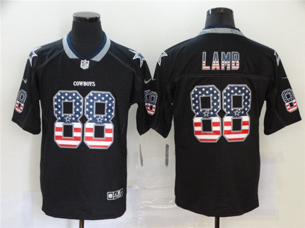 Custom Cowboys 88 Ceedee Lamb Black USA Flag Fashion Limited Jersey
