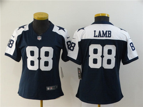 Custom Cowboys 88 Ceedee Lamb Navy Women 2020 NFL Draft First Round Pick Throwback Vapor Untouchable Limited Jersey