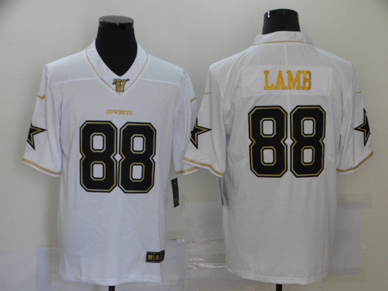 Custom Cowboys 88 Ceedee Lamb White Gold 100th Season Vapor Untouchable Limited Jersey