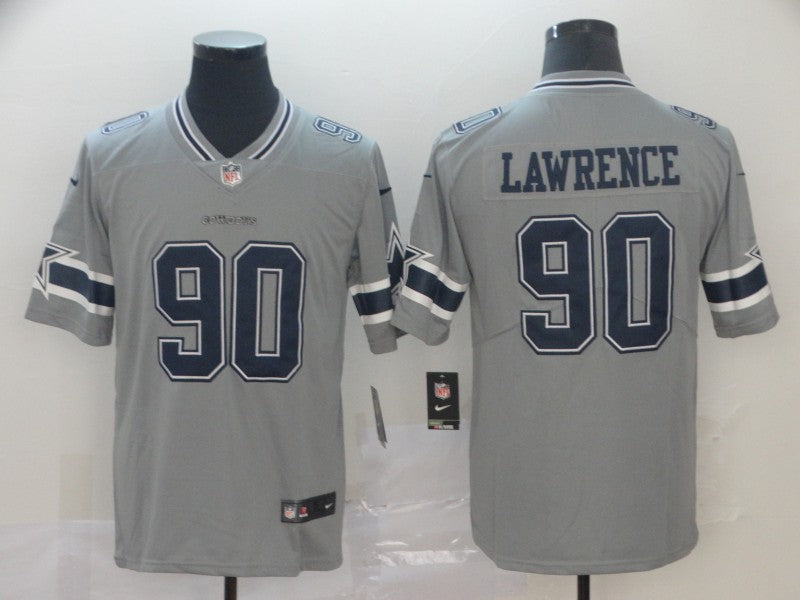 Custom Cowboys 90 DeMarcus Lawrence Gray Inverted Legend Limited Jersey