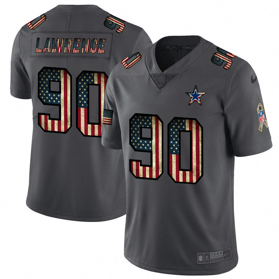 Custom Cowboys 90 Demarcus Lawrence 2019 Salute To Service USA Flag Fashion Limited Jersey