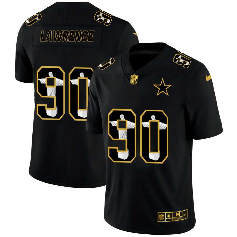 Custom Cowboys 90 Demarcus Lawrence Black Jesus Faith Edition Limited Jersey