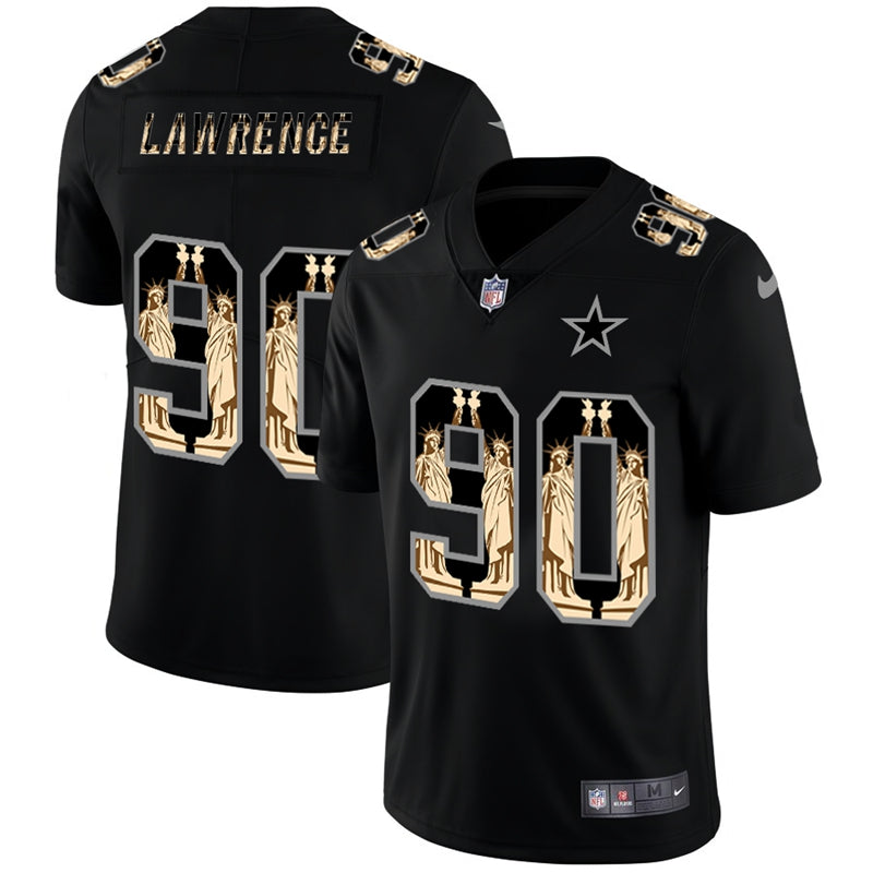 Custom Cowboys 90 Demarcus Lawrence Black Statue Of Liberty Limited Jersey