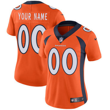 Custom Denver Broncos Elite Orange Home Women’s Jersey NFL Vapor Untouchable Customized jerseys