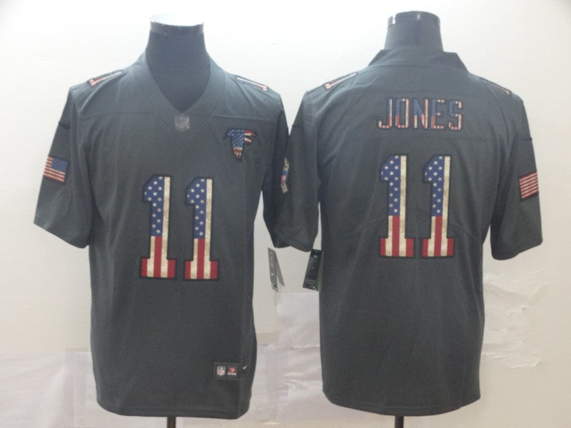 Custom Falcons 11 Julio Jones 2019 Salute To Service USA Flag Fashion Limited Jersey