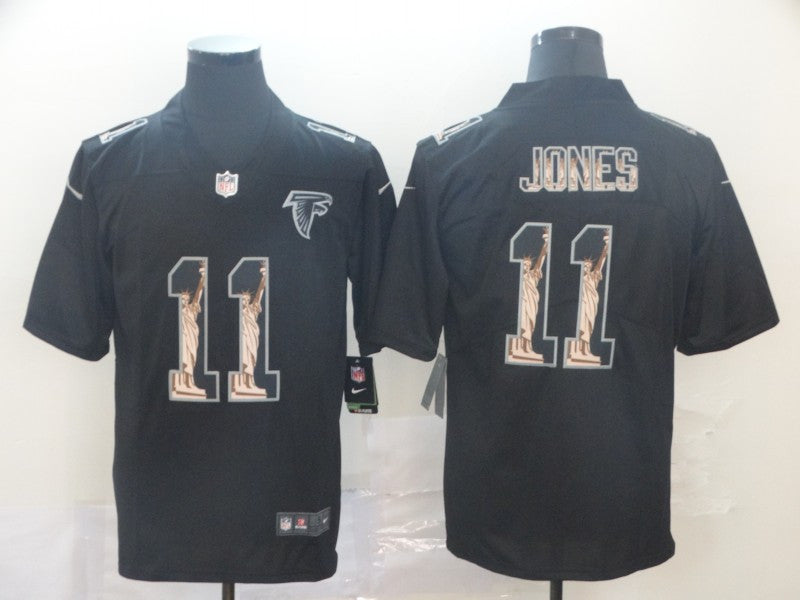 Custom Falcons 11 Julio Jones Black Statue Of Liberty Limited Jersey