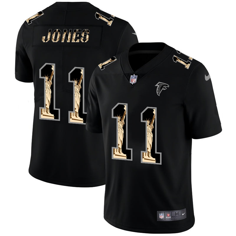 Custom Falcons 11 Julio Jones Black Statue Of Liberty Limited Jersey