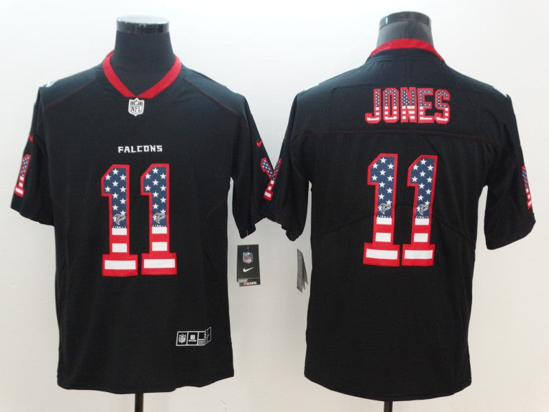 Custom Falcons 11 Julio Jones Black USA Flag Fashion Color Rush Limited Jersey