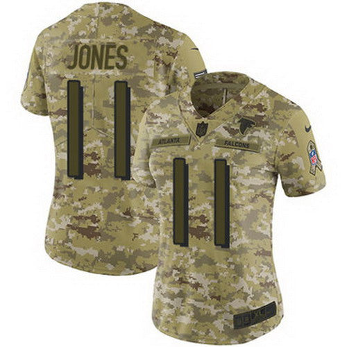 Custom Falcons #11 Julio Jones Camo Women’s Stitched NFL Limited 2018 Salute to Service Jersey