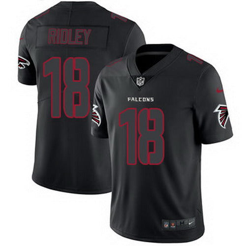 Custom Falcons #18 Calvin Ridley Black Men’s Stitched NFL Limited Rush Impact Jersey