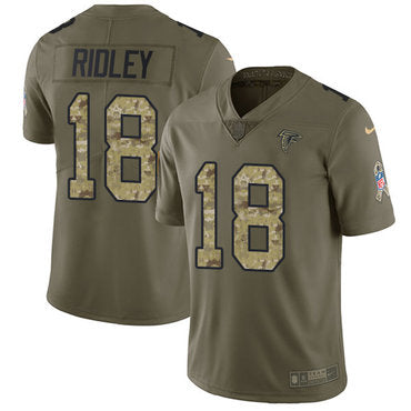 Custom Falcons #18 Calvin Ridley Olive Camo Youth Stitched NFL Limited 2017 Salute to Service Jersey