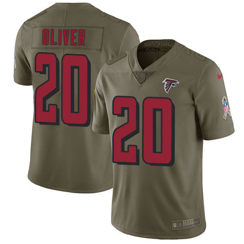 Custom Falcons #20 Isaiah Oliver Olive Men’s Stitched NFL Limited 2017 Salute To Service Jersey