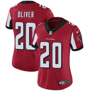 Custom Falcons #20 Isaiah Oliver Red Team Color Women’s Stitched NFL Vapor Untouchable Limited Jersey