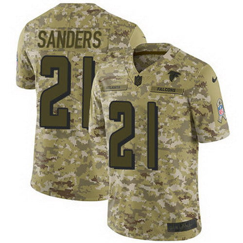 Custom Falcons #21 Deion Sanders Camo Men’s Stitched NFL Limited 2018 Salute To Service Jersey