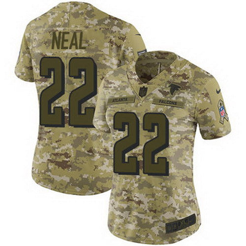 Custom Falcons #22 Keanu Neal Camo Women’s Stitched NFL Limited 2018 Salute to Service Jersey