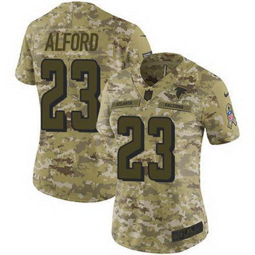 Custom Falcons #23 Robert Alford Camo Women’s Stitched NFL Limited 2018 Salute to Service Jersey
