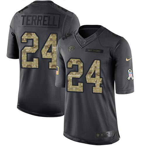 Custom Falcons #24 A.J. Terrell Black Men’s Stitched NFL Limited 2016 Salute to Service Jersey