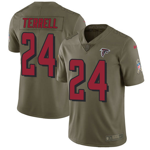 Custom Falcons #24 A.J. Terrell Olive Men’s Stitched NFL Limited 2017 Salute To Service Jersey