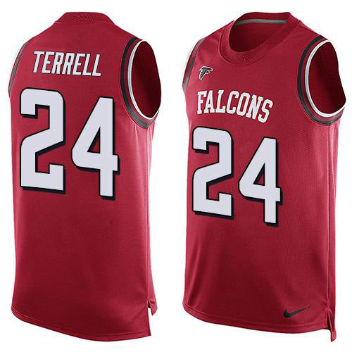 Custom Falcons #24 A.J. Terrell Red Team Color Men’s Stitched NFL Limited Tank Top Jersey