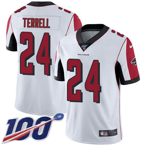 Custom Falcons #24 A.J. Terrell White Men’s Stitched NFL 100th Season Vapor Untouchable Limited Jersey