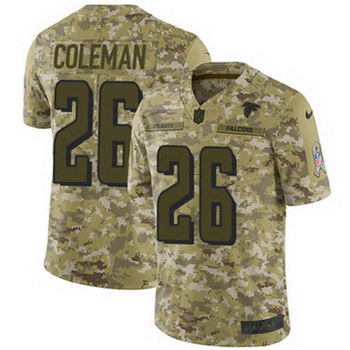 Custom Falcons #26 Tevin Coleman Camo Youth Stitched NFL Limited 2018 Salute to Service Jersey
