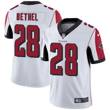 Custom Falcons #28 Justin Bethel White Men’s Stitched NFL Vapor Untouchable Limited Jersey