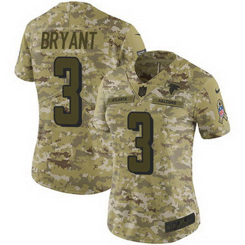 Custom Falcons #3 Matt Bryant Camo Women’s Stitched NFL Limited 2018 Salute to Service Jersey