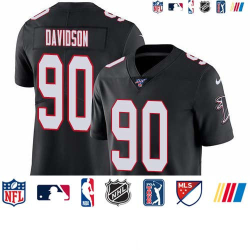 Custom Falcons #90 Marlon Davidson Black Alternate Men’s Stitched NFL 100th Season Vapor Untouchable Limited Jersey